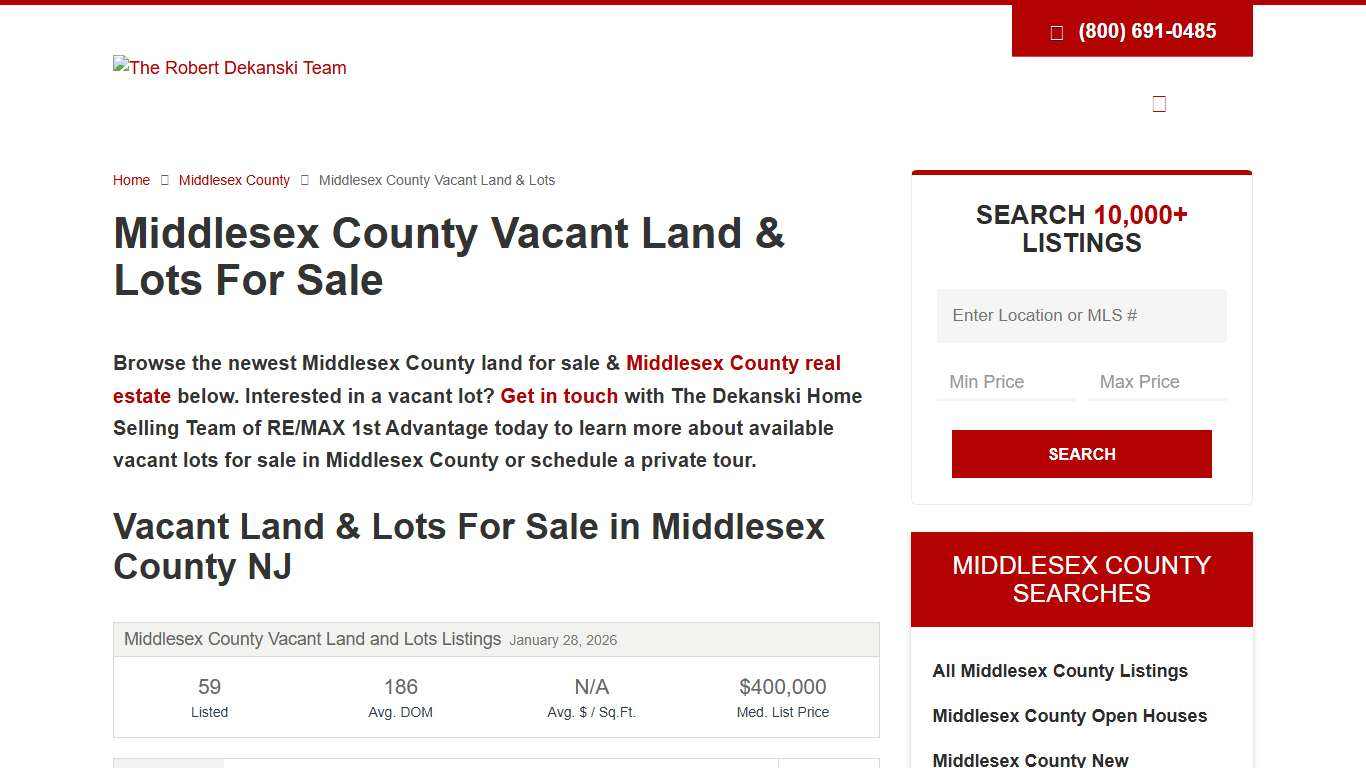 Middlesex County Vacant Lots For Sale - Middlesex County Land